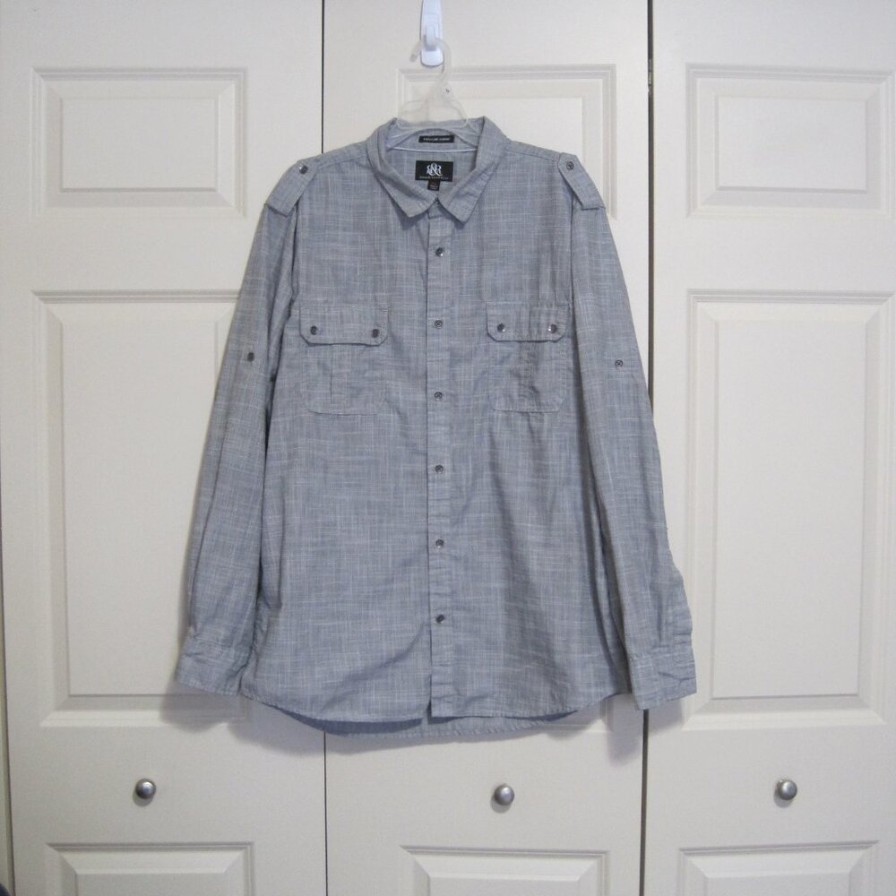 Rock & Republic gray button up shirt sz XL men's